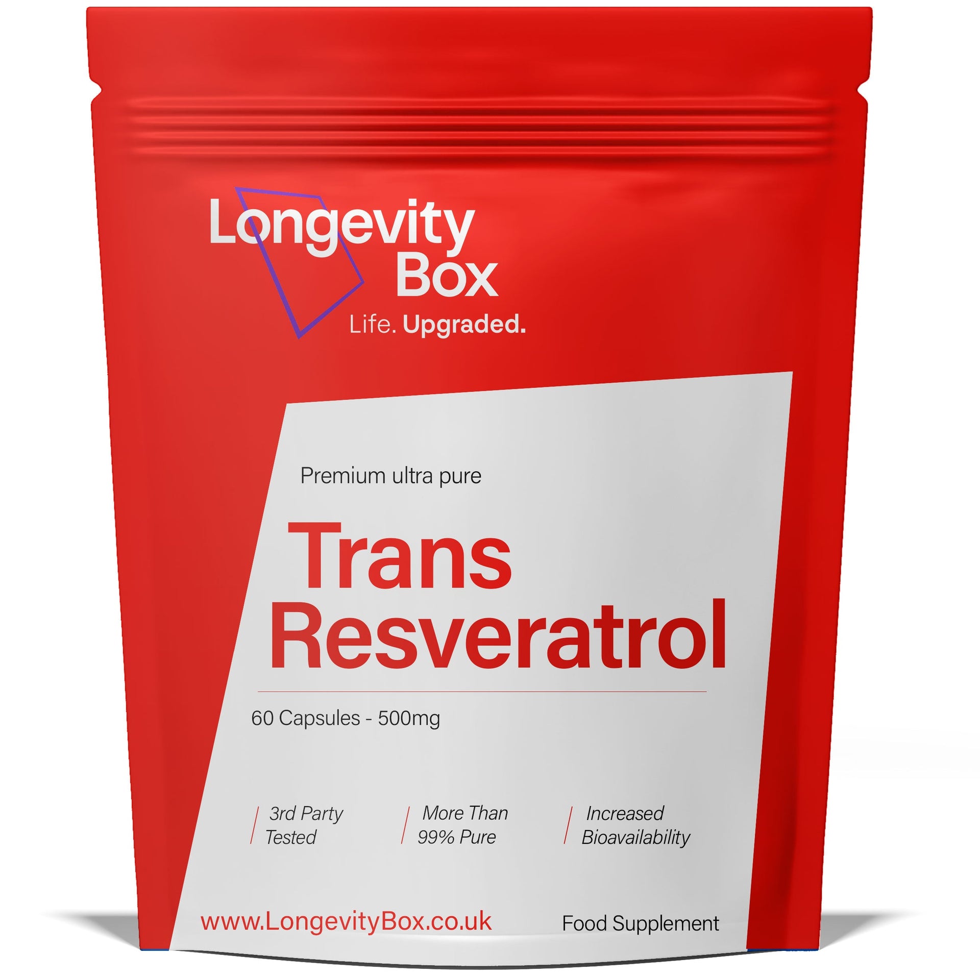 Pure Trans Resveratrol Supplement Capsules - Longevity Box