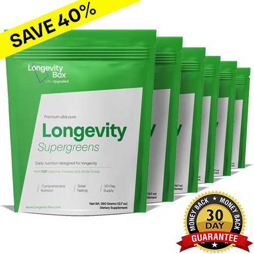 Supergreens Six Pack - Six Months Supply - Longevity Box