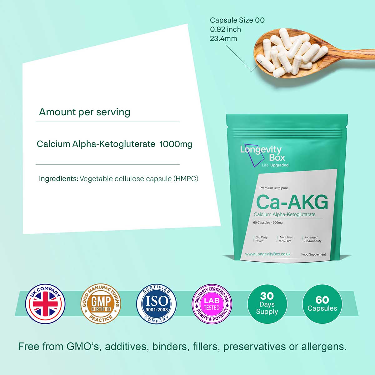 Pure Calcium Alpha - Ketoglutarate - CA - AKG Supplement - Longevity Box