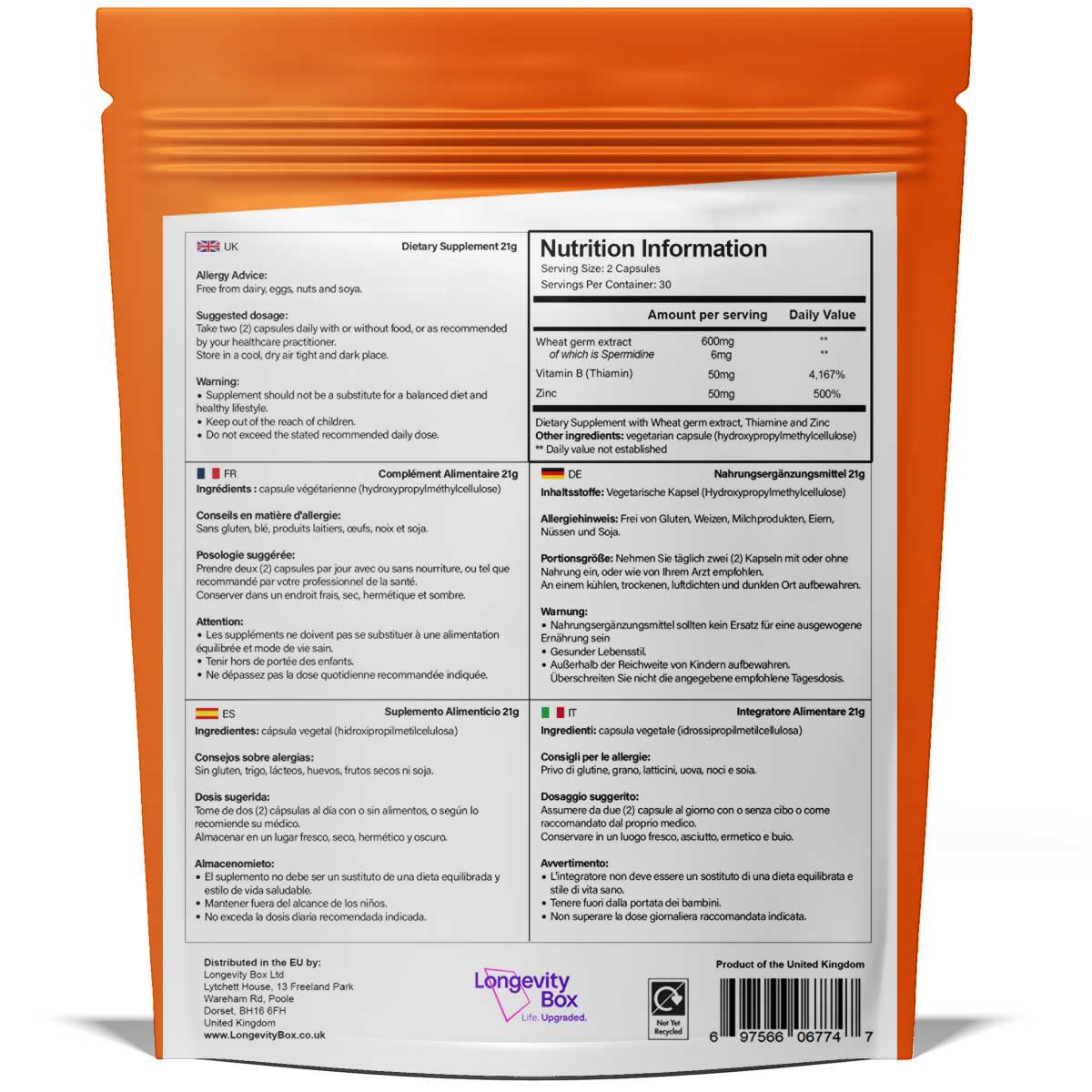 Pure Spermidine Supplement - Longevity Box