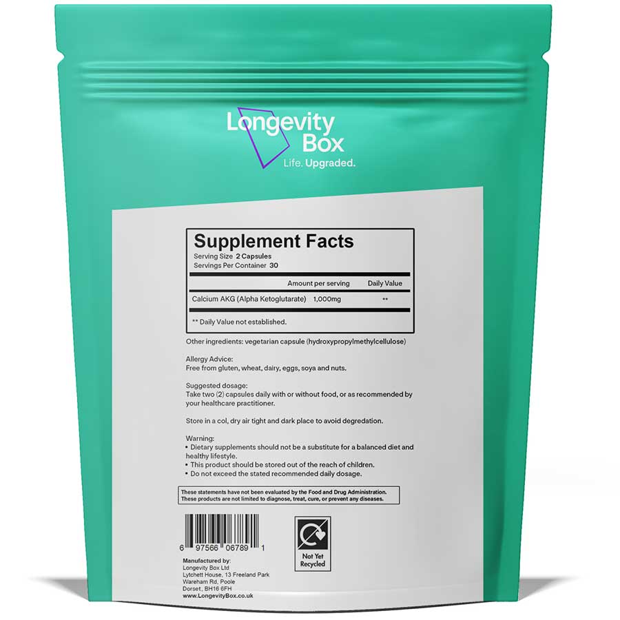 Pure Calcium Alpha-Ketoglutarate - CA-AKG Supplement - Longevity Box